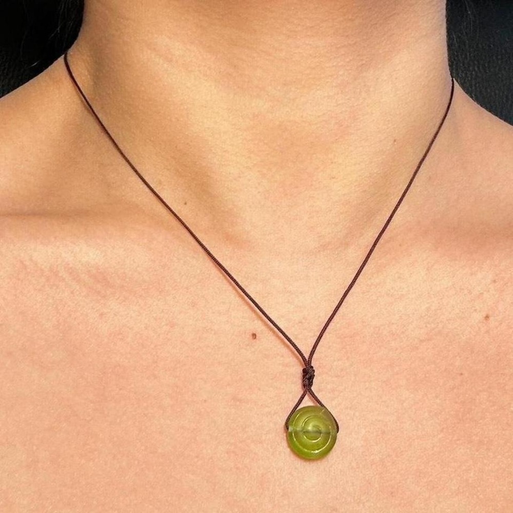Spiral Boho Earth Tone Czech Glass necklace